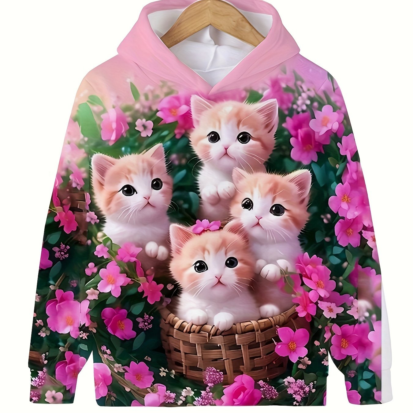 Kids Cat Hoodie Sweatshirt for Boys and Girls Autumn Winter Long Sleeve Casual