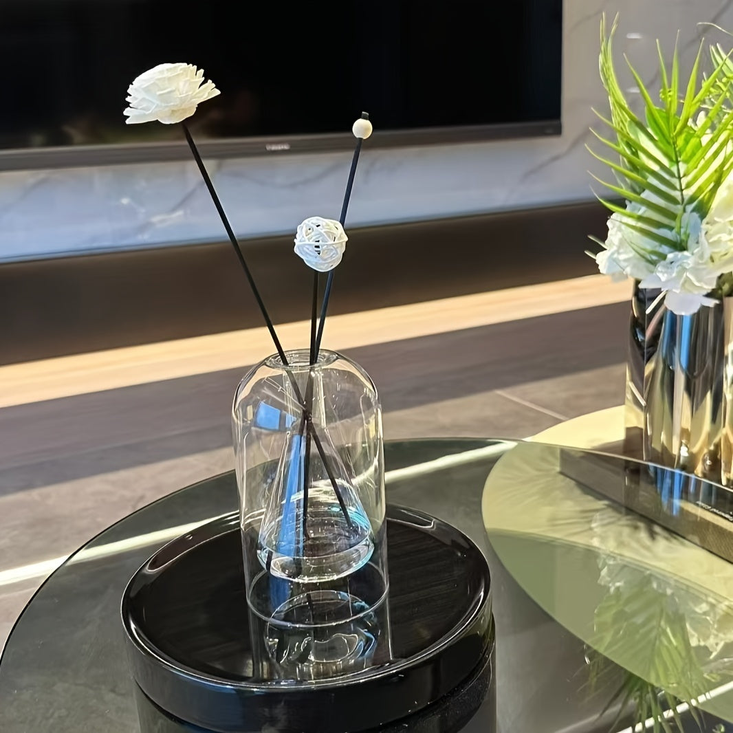 Glass Aromatherapy Diffuser Bottle with Geometric Design and Long-Lasting Fragrance