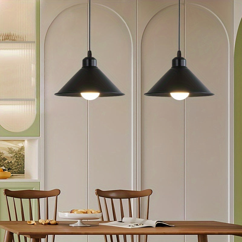 Pair of Modern Cast Iron Pendant Chandeliers for Dining Kitchen Bar Foyer E27 Bulb Base