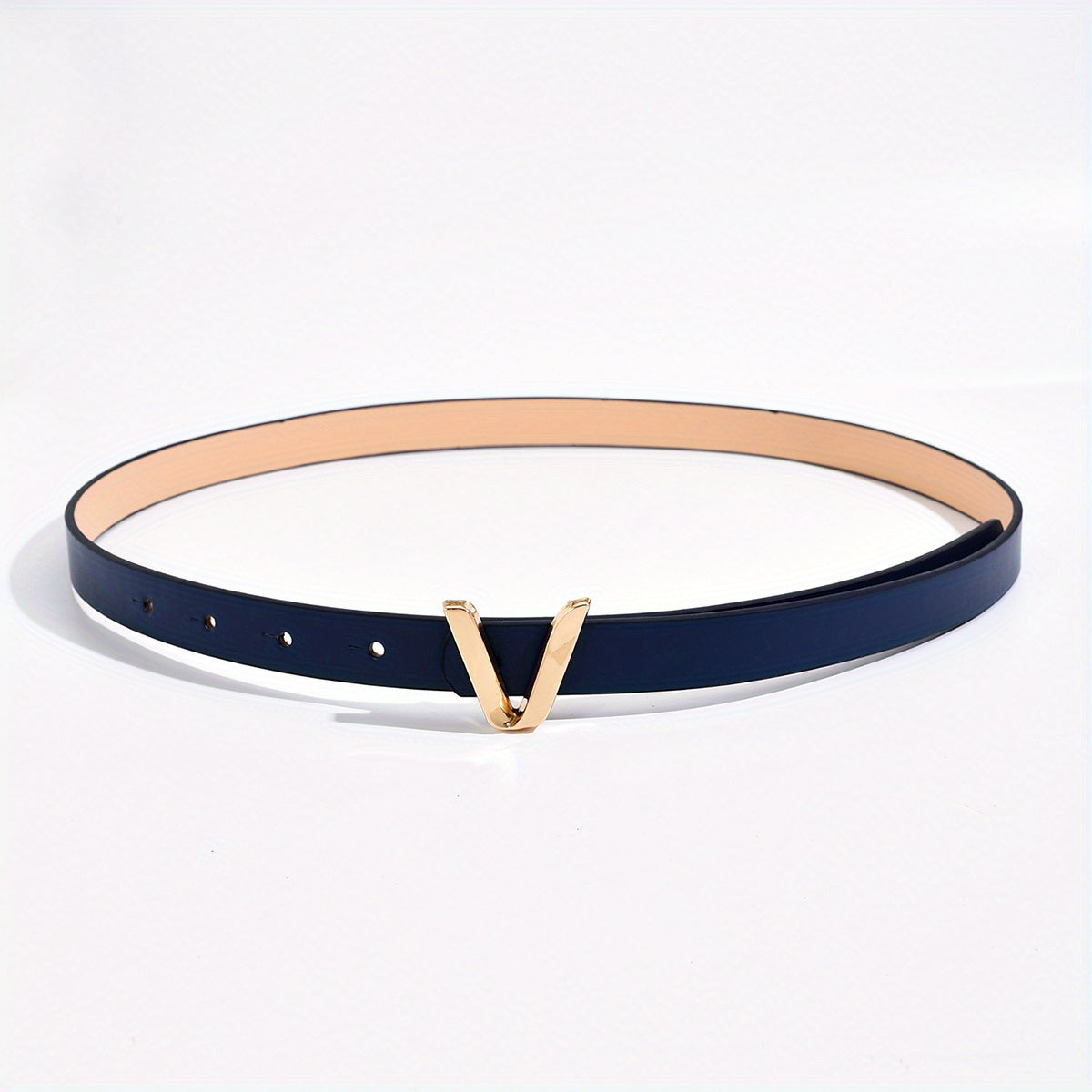 Women's Gold Belt with V-Shaped Buckle Minimalist Fashion Accessory