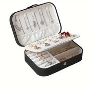 Black Velvet Jewelry Box with Snap Closure and Locking Case for Earrings and Necklaces