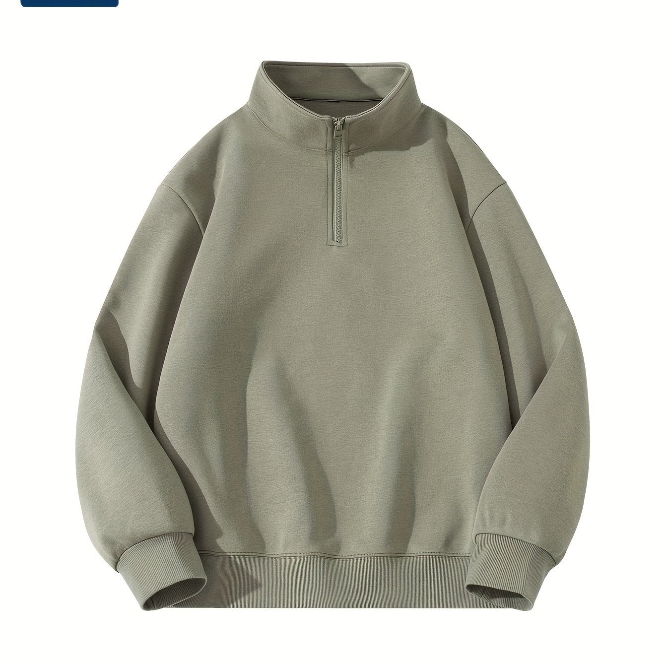 Men's Solid Color Knit Cotton Long Sleeve Half-Zip Pullover Sweatshirt Regular Fit