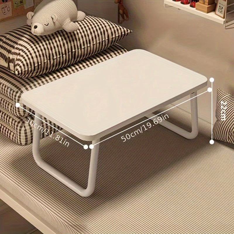 Folding Desk Bed Combo White Metal and Wood Space-Saving Study Table with Storage