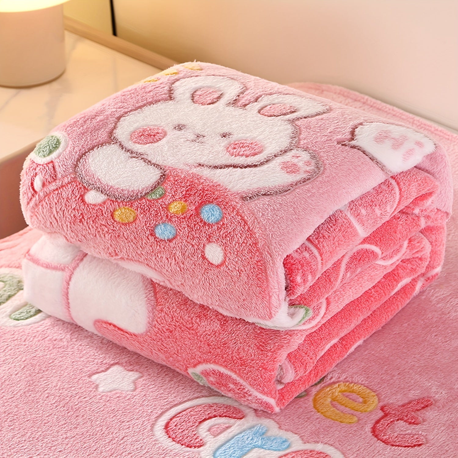 Cartoon Print Flannel Blanket for Kids and Adults Cozy Soft Warm Bed Couch Use