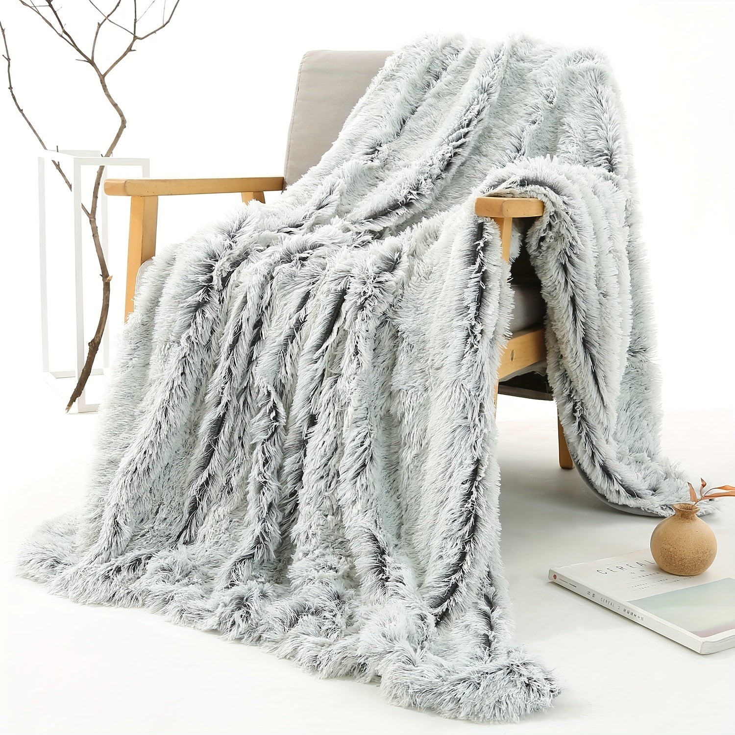 Double Layer Plush Sofa Blanket for Couch Bed and Office Warm Cozy Soft