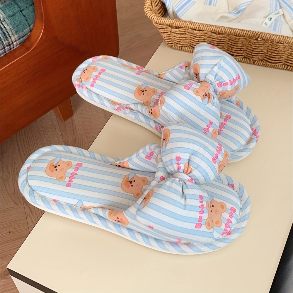 Women's Cute Cartoon Bear Slippers Soft Breathable Indoor Shoes