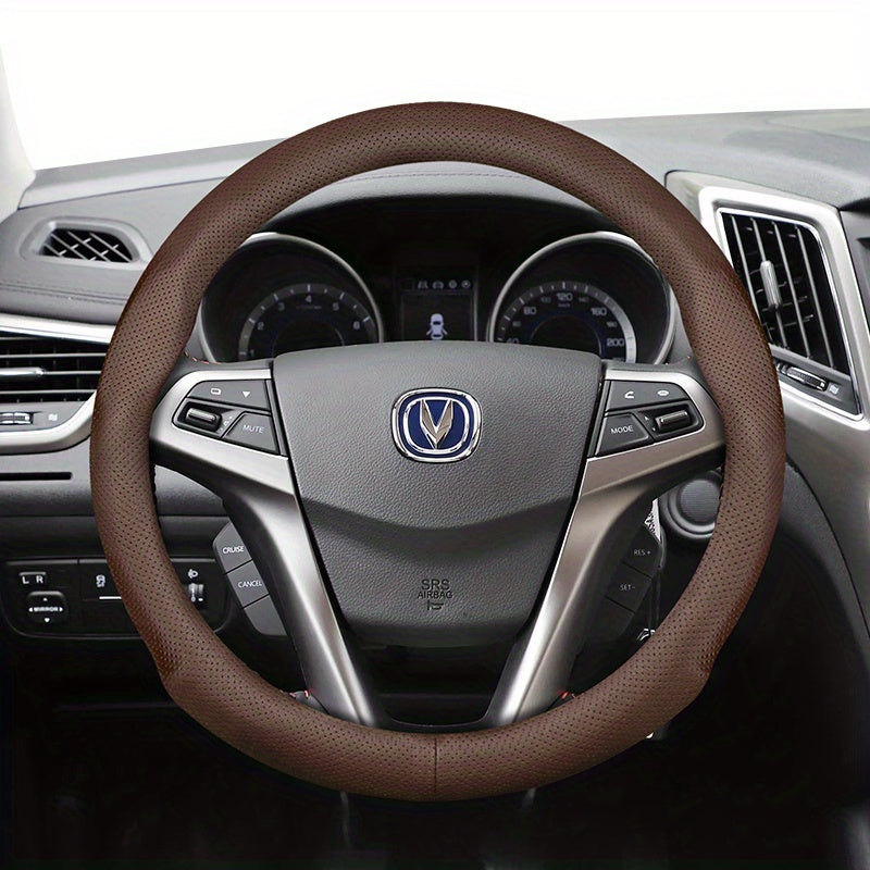 Universal Breathable PU Leather Steering Wheel Cover for Cars Black Burgundy Brown
