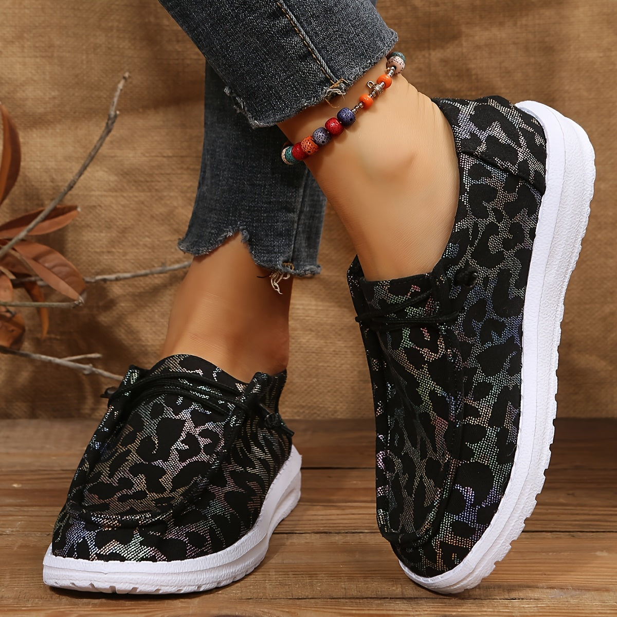 Women's Lace-Up Color Changing Flat Shoes for Casual and Sports Use 36-45 Large