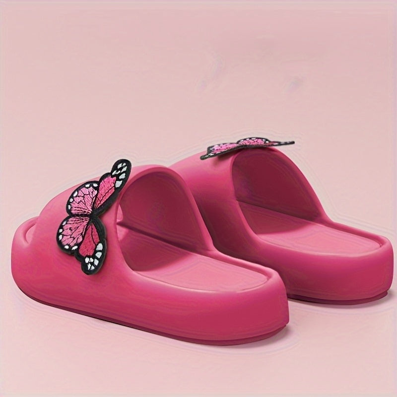 Women's Pink Butterfly Slippers Lightweight EVA Non-Slip Indoor Beach