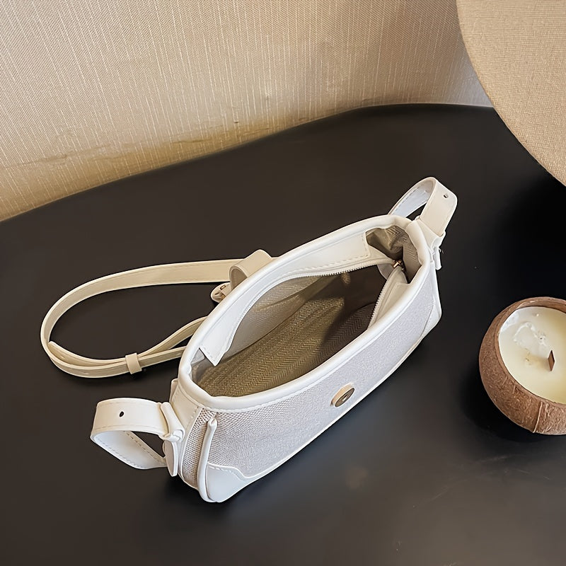 Женская сумка через плечо из синтетической кожи с регулируемым ремнем и застежкой на молнии. Универсальная сумка для покупок и отдыха. Элегантный аксессуар с аккуратной строчкой.