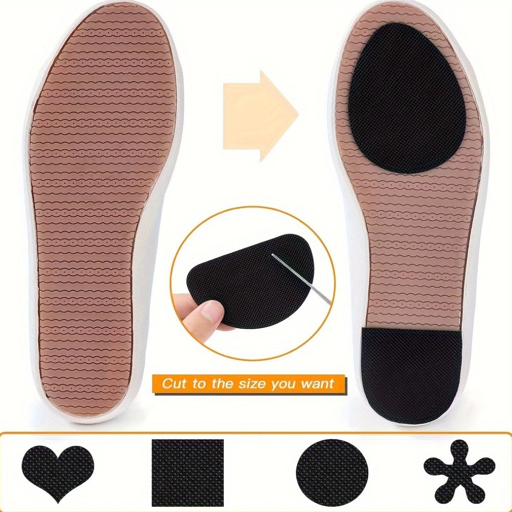 8pcs Anti-Slip Black Shoe Insoles Thickened Self-Adhesive Protectors for Sneakers