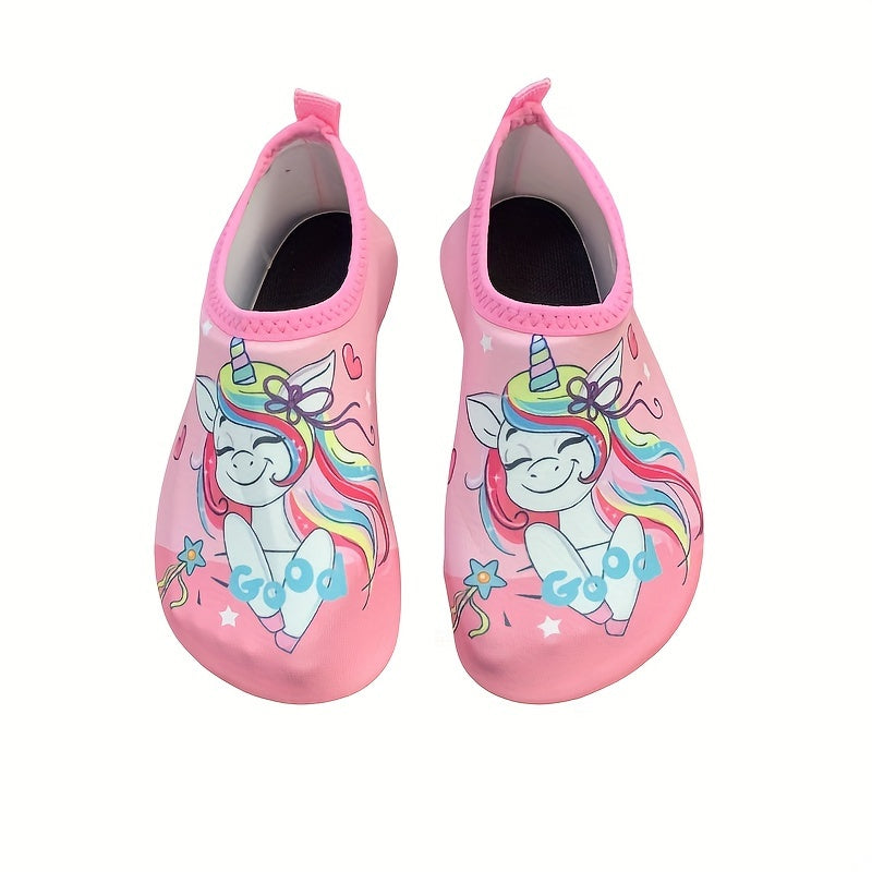 Girls Water Shoes Non Slip Quick Dry Cartoon Unicorn Water Socks for Outdoor Activities