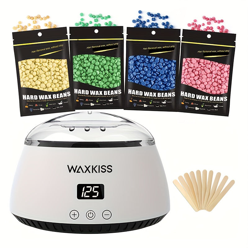 Women Waxing Kit 500ml Digital Display Hard Wax Beads White and Purple