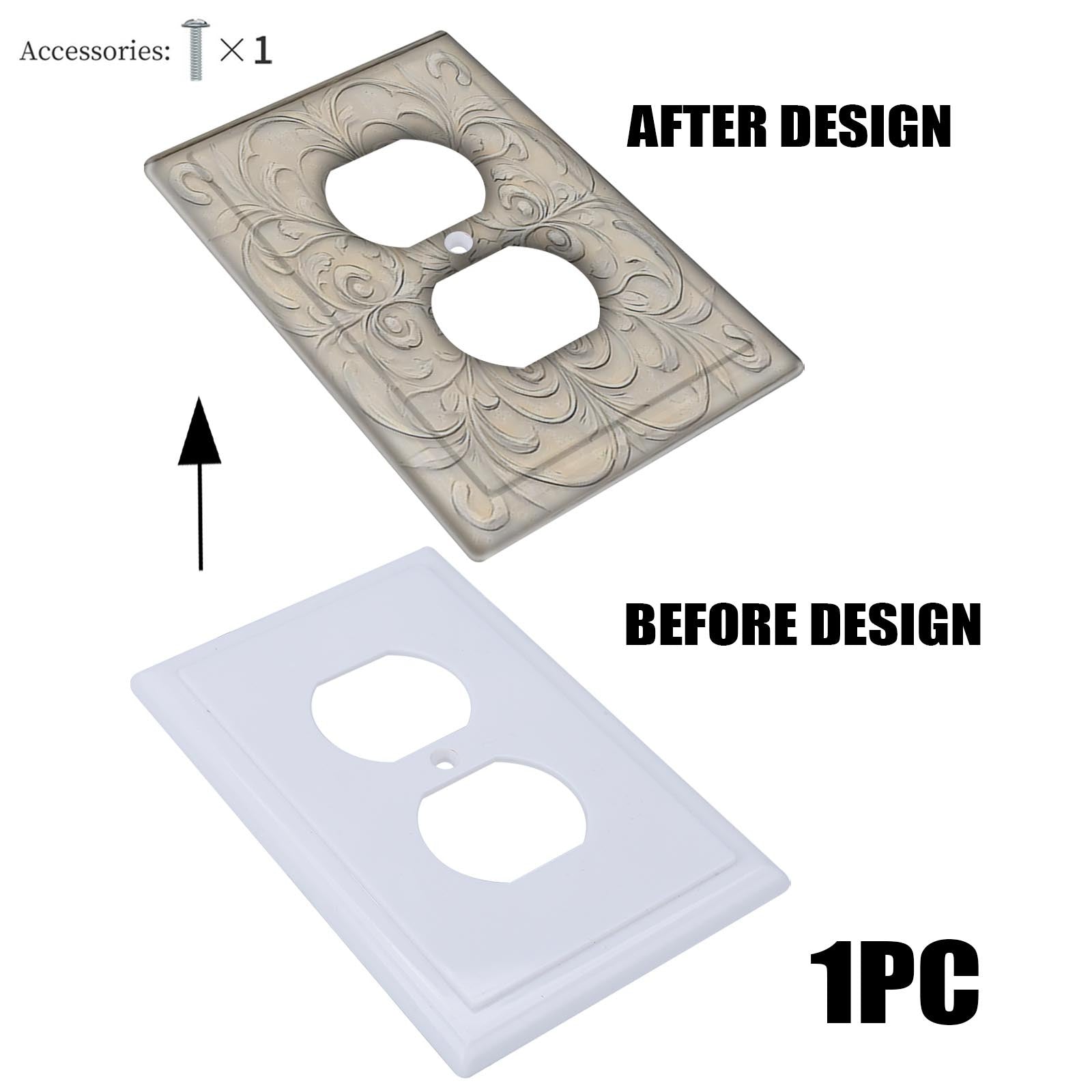 Art Deco Wall Plate Cover for Kitchen and Home Office French Pattern Chic Durable Reusable Easy to Install