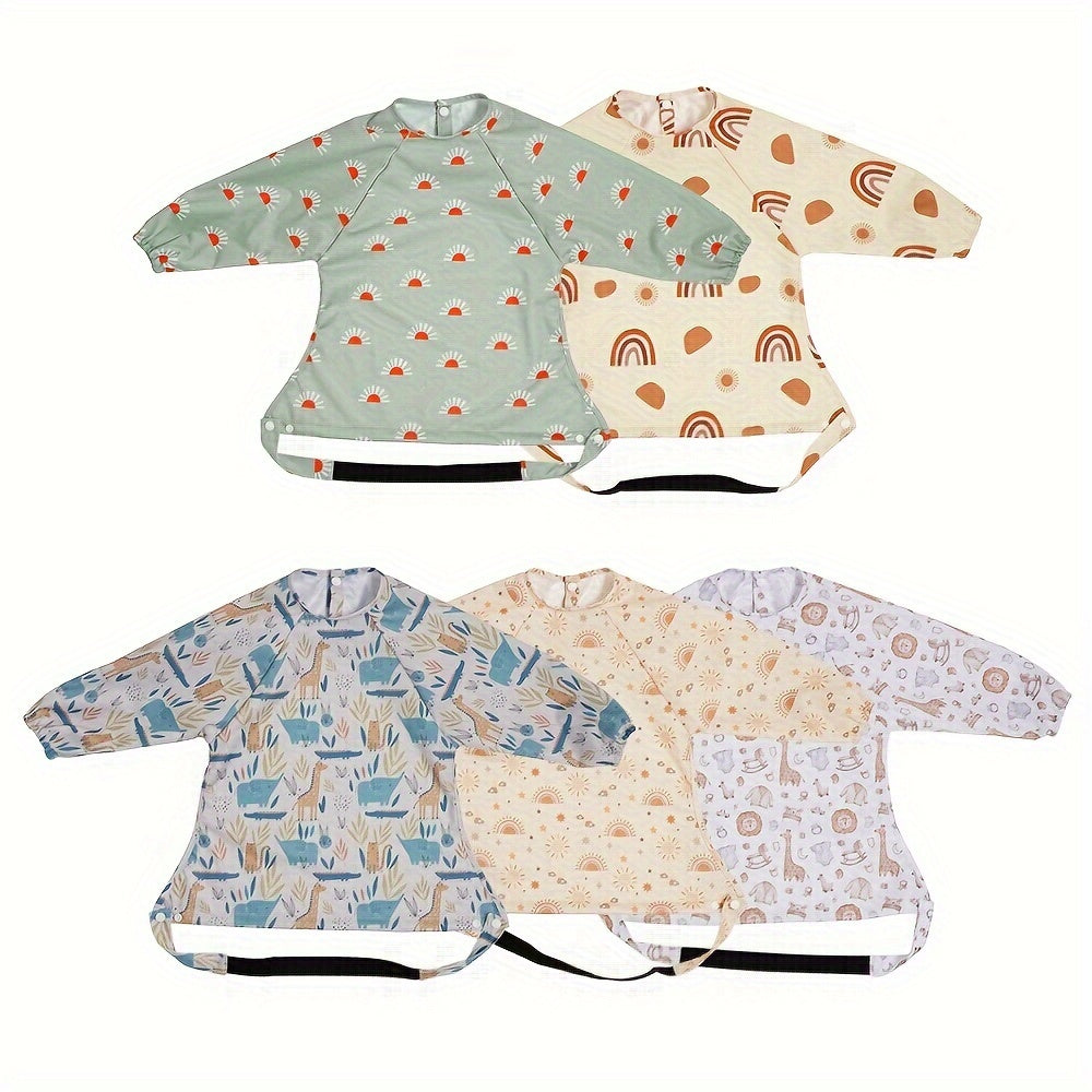 Waterproof PUL Long-Sleeved Baby Bib for High Chairs Strollers and Tables