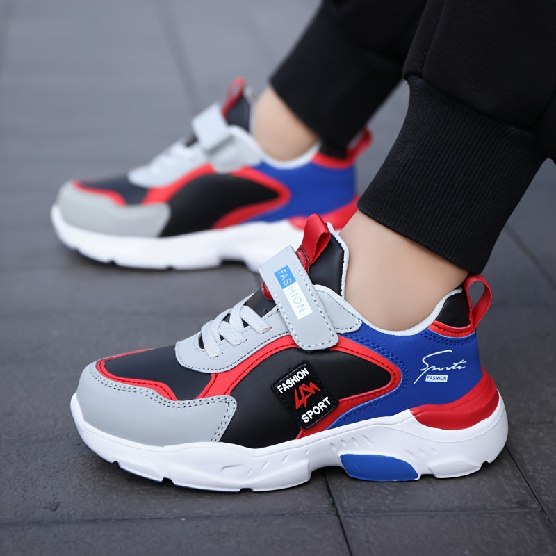 Boys Girls Lightweight Striped Sports Sneakers for Hiking Outdoor Casual All-Season Low Top with Adjustable Fastening