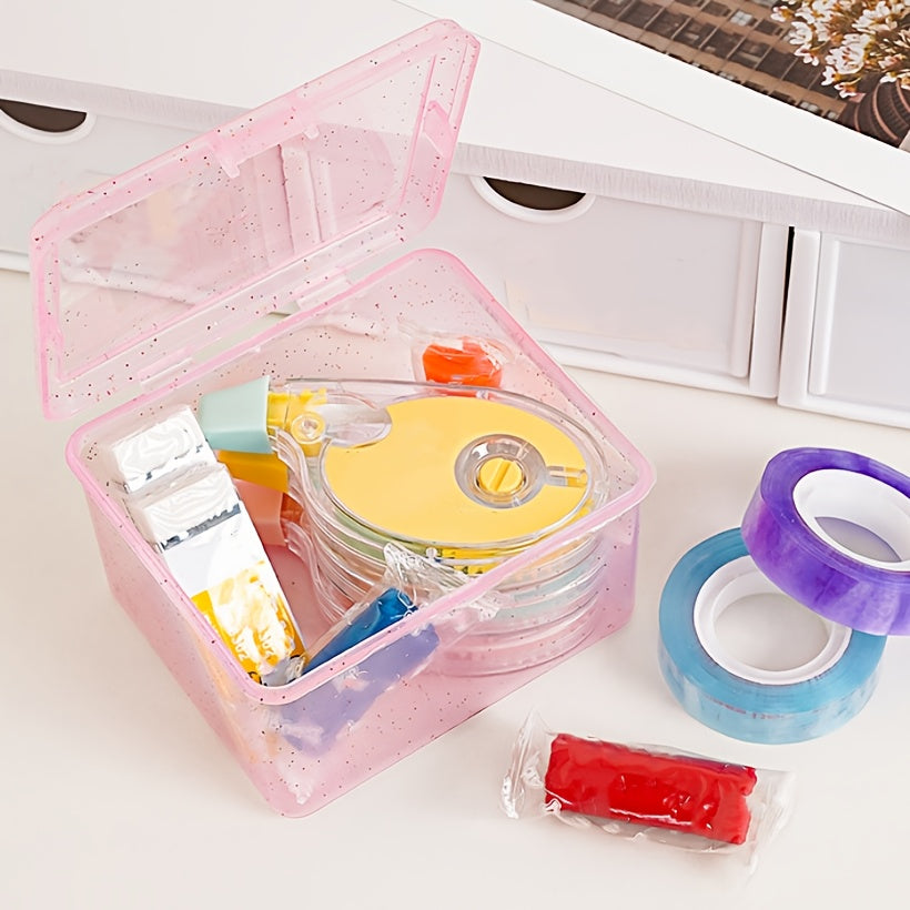 Caja de almacenamiento multifuncional con tapa abatible para joyas, cosméticos y organización del hogar