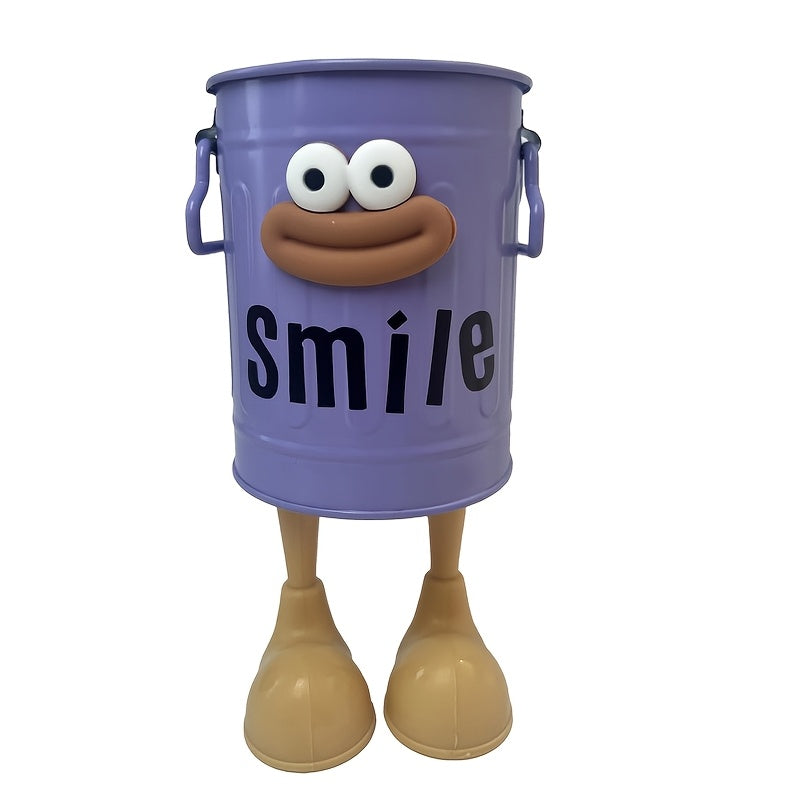 Cute Cartoon Desk Organizer with DIY Letter Stickers Green Office Accessory for Women