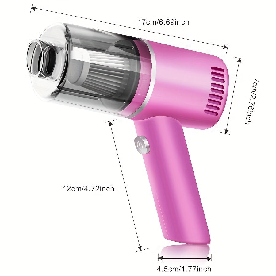 Kabelsiz qo‘l bilan cho‘miladigan changyutgich, kuchli tortish, USB bilan quvvatlanadigan, 2000mAh batareya, avtomobil va uy tozalash uchun bo‘lak asbob