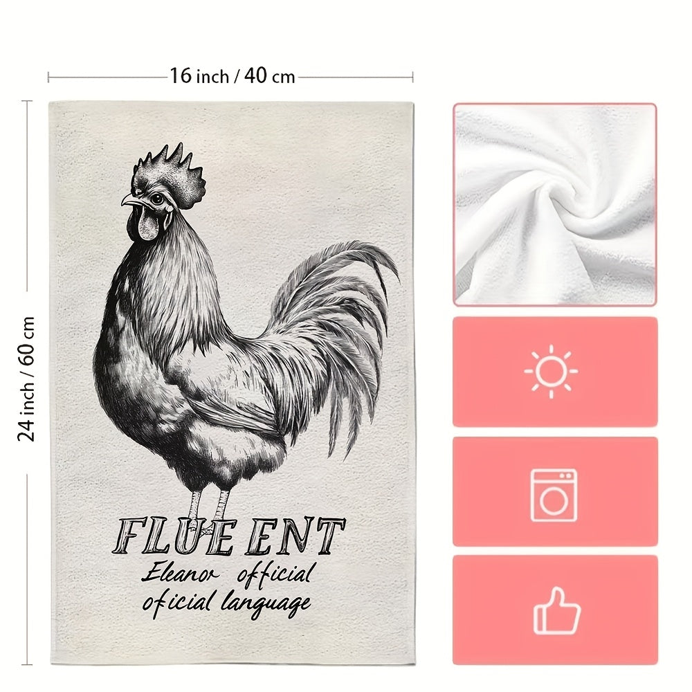 Rooster Kitchen Towels Set 2 Pieces Ultra-Soft Absorbent 16x24 Inches