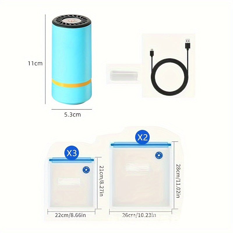 Mini Electric Vacuum Sealer Handheld Food Sealing Machine with 2 Sizes of Bags