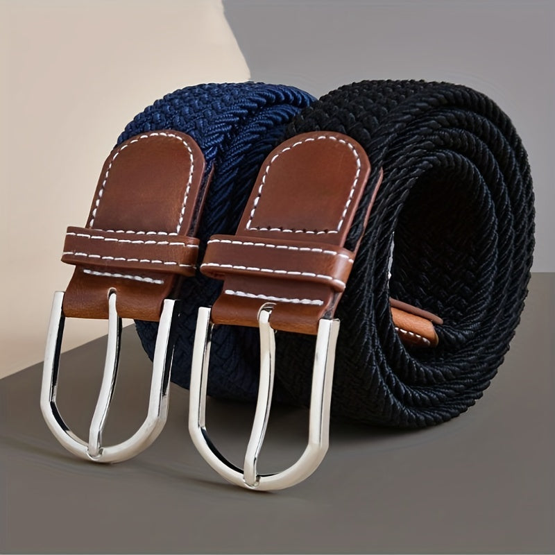 Unisex Elastic Canvas Belt with Pin Buckle for Jeans Casual and Sports Wear