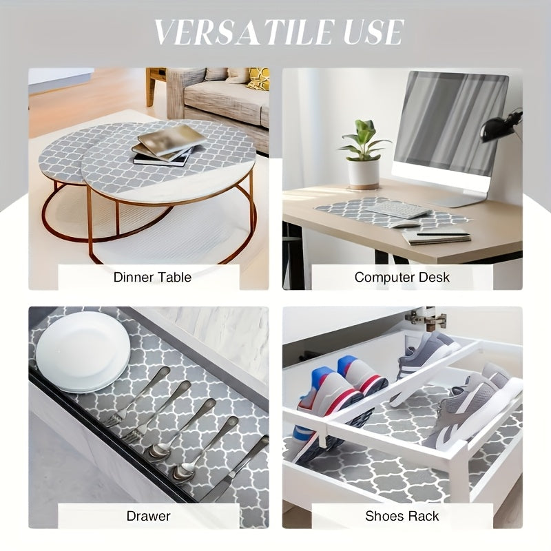 PEVA Shelf Liner Roll Non-Slip Stain-Resistant Reusable Cuttable Washable Drawer Mat for Kitchen Refrigerator Protection