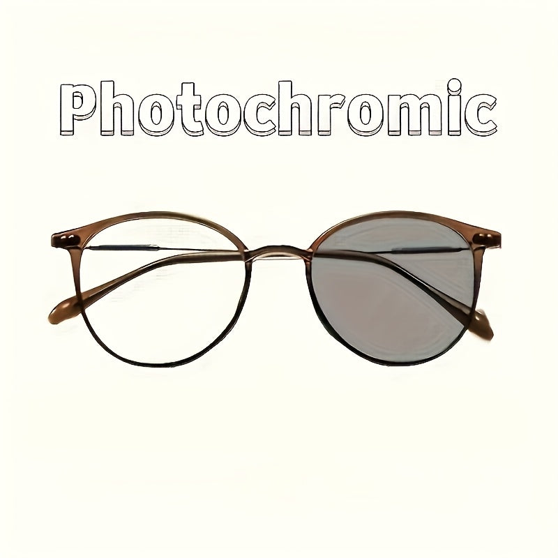 Vintage Photochromic Glasses for Women Metal Frame Anti-Reflective Lenses for Driving Travel Beach