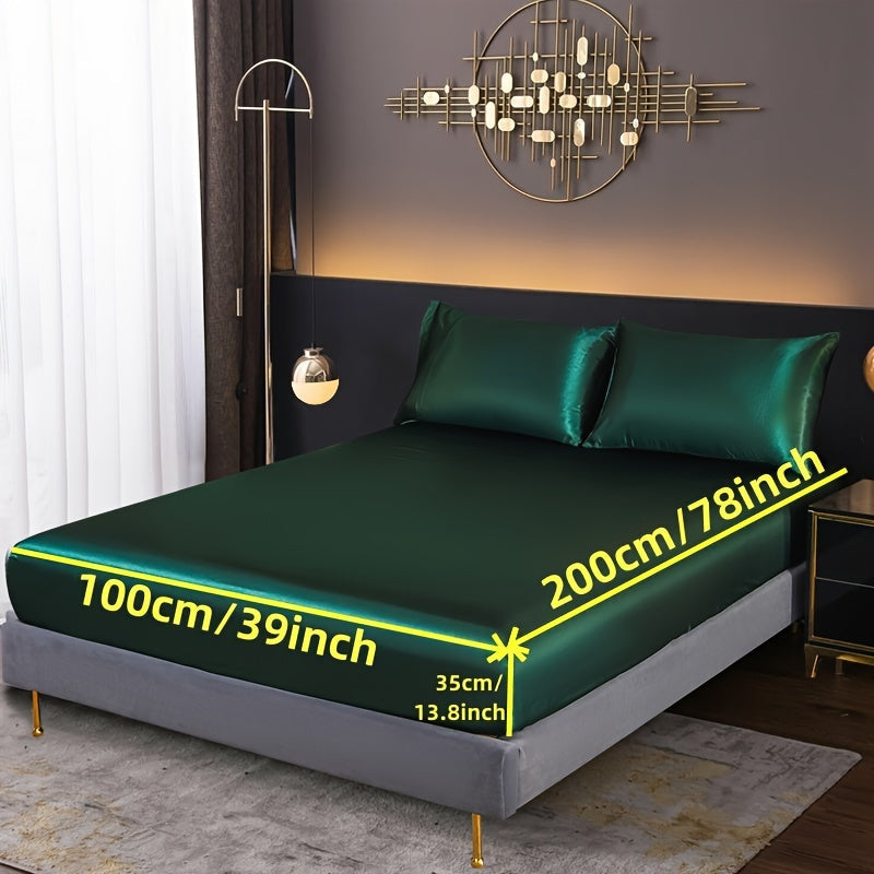 3-Piece Fitted Sheet Set with Pillowcases Polyester Bedding Soft Skin-Friendly