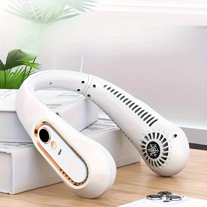 Portable USB Rechargeable Neck Fan with Digital Display, Adjustable Fit, Cool Personal Fan