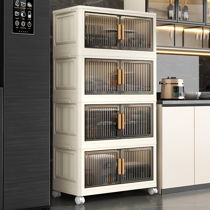 Foldable Plastic Storage Cabinet Multi-Layer Space-Saving Organizer for Home Desk Drawer