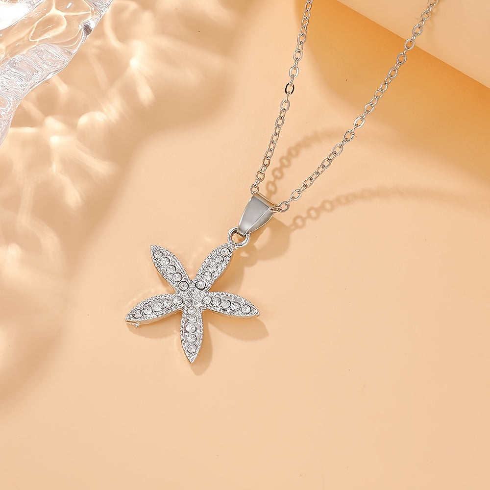 Luxury Jewelry Set with Floral Pendant Necklace Bracelet Earrings Rings for Women or Mom