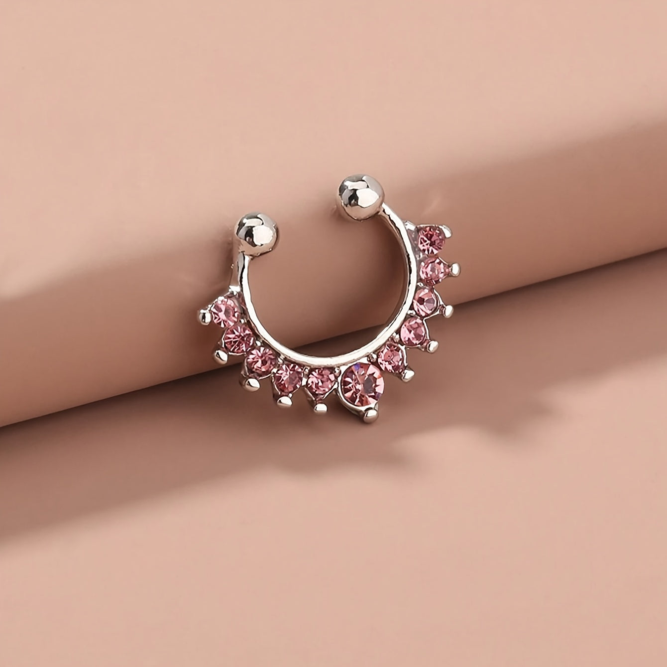 Uniseks rhinestone mis bakir burun qopqog'i, teshiksiz moda tanasi zargarlik buyumlari