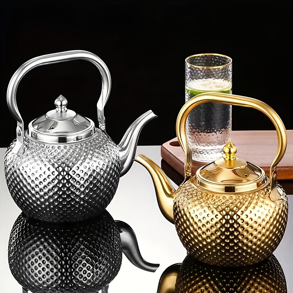 Tetera de acero inoxidable martillado para preparar té, café y leche