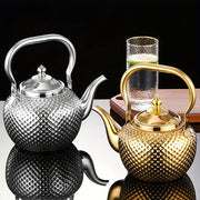 Tetera de acero inoxidable martillado para preparar té, café y leche