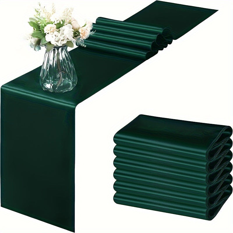 Camino de mesa de satén verde de 30x108 pulgadas para bodas y eventos