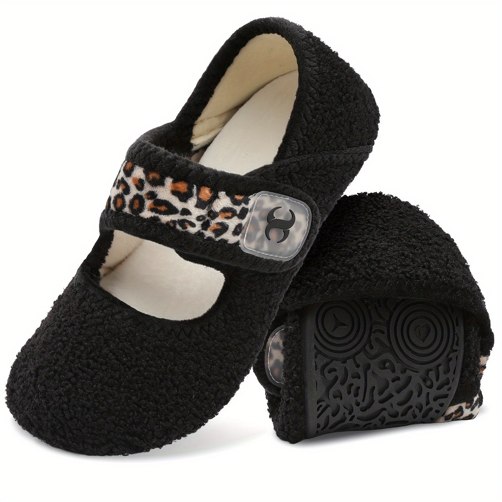 Women's Slip-On Flats - Soft Warm Lightweight Shoes with Hook and Loop