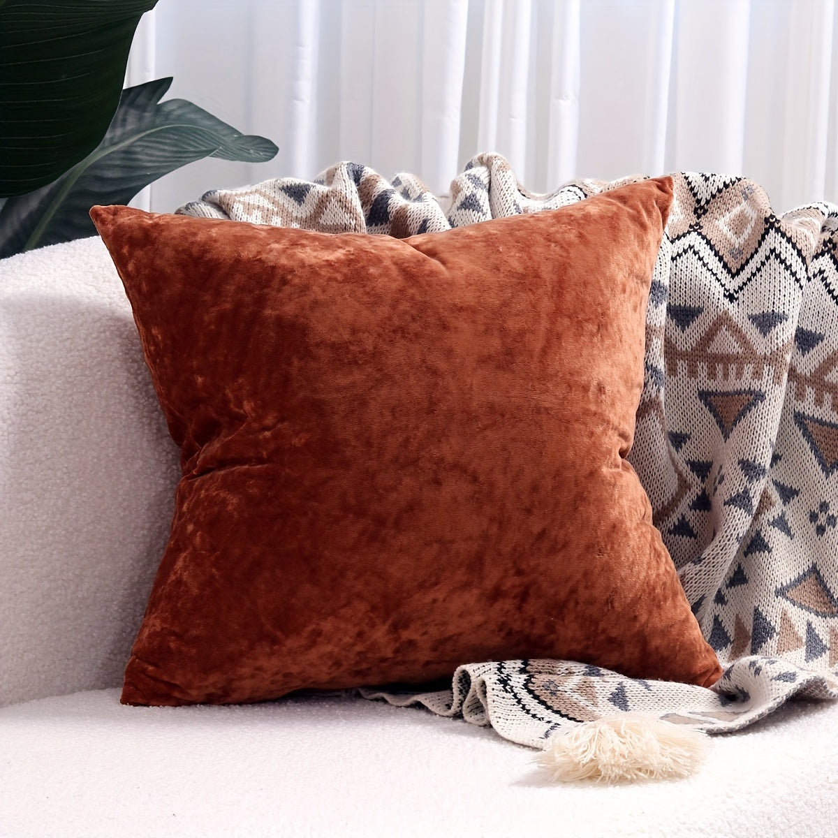 Velvet Throw Pillow Cover with Speckled Texture for Sofa and Bed 100% Polyester