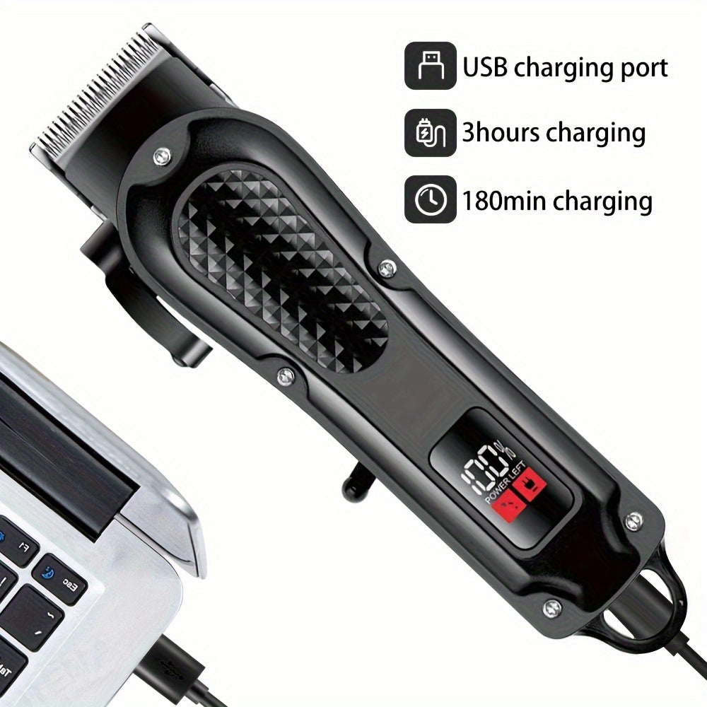 3-piece Men's Grooming Kit with Electric Shaver USB Powered LCD Display Wireless Hair Clipper Perfect Father's Day Gift