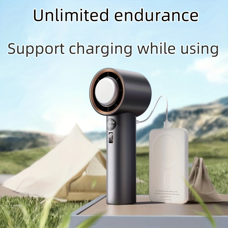 Portable Dual-Function Cooling Fan with USB Rechargeable Battery 10 Speeds Lightweight Desktop Handheld