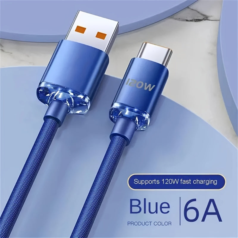 120W USB Type-C Cable Fast Charging Data Sync PVC Glossy Round Male to Male