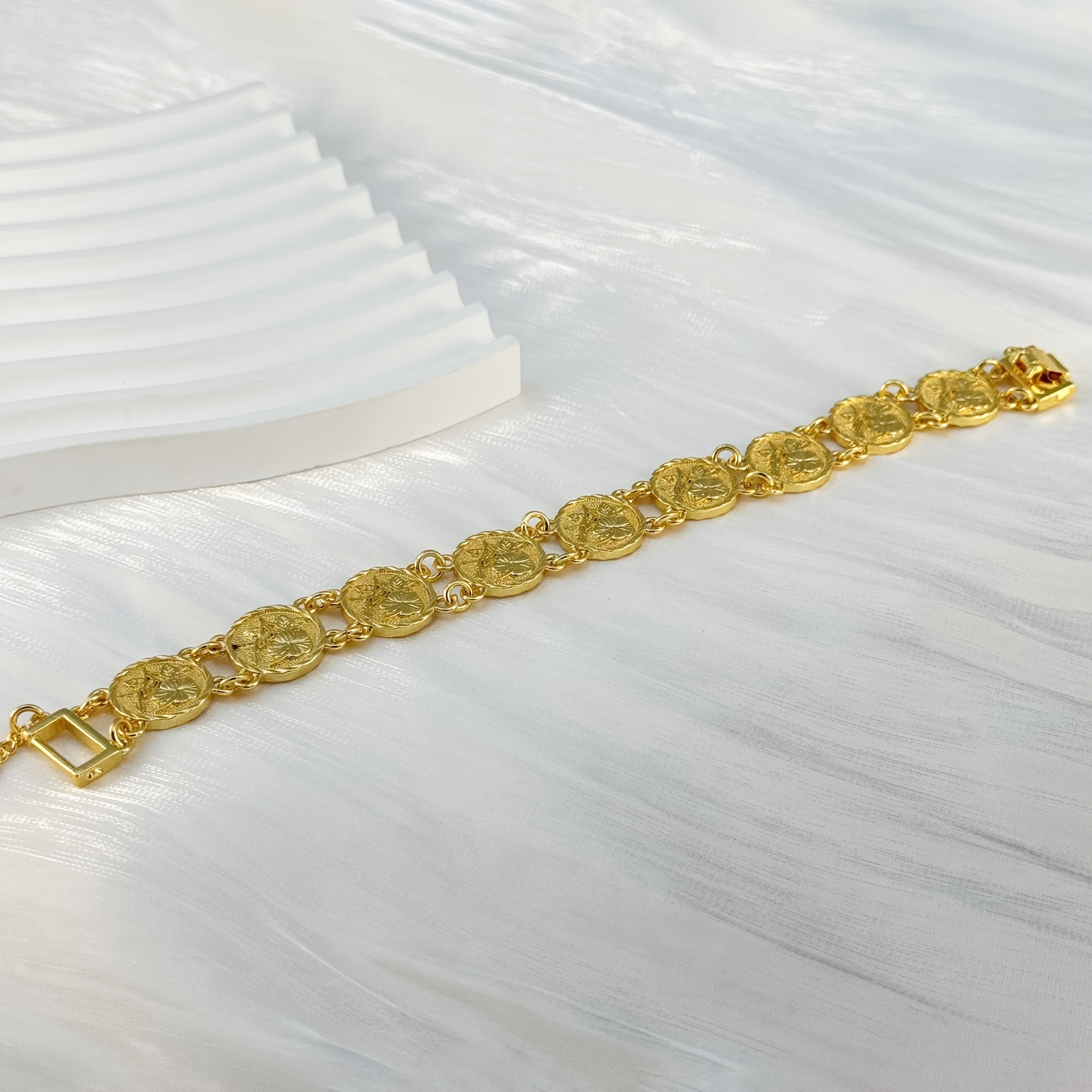 Floral Coin Bracelet for Men and Women Wedding Birthday Party Gift