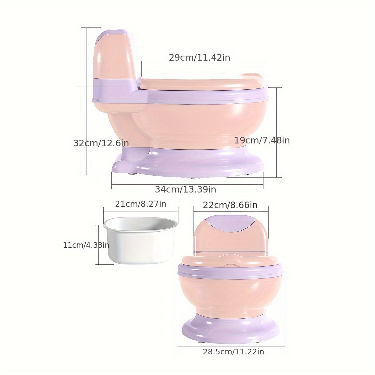 Child's Plastic Training Toilet Seat with Lid and Tissue Holder for Kids