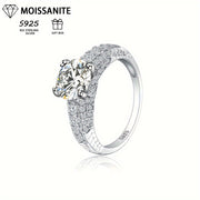 Sterling Silver Moissanite Ring 2ct Elegant Jewelry Gift Box Certificate