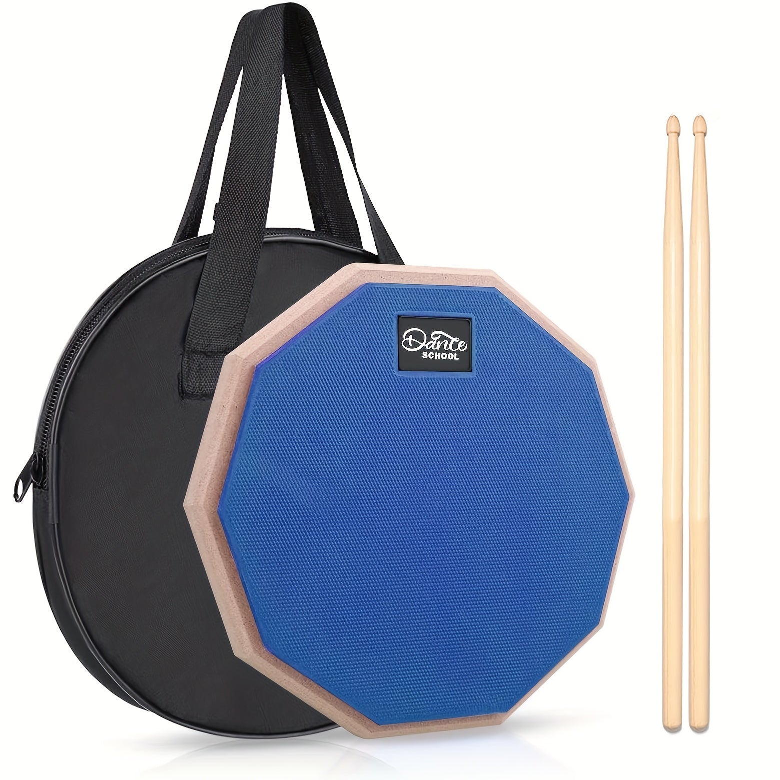Silicone Practice Drum Pad Set 30.48 cm with Sticks in Gray Blue Orange