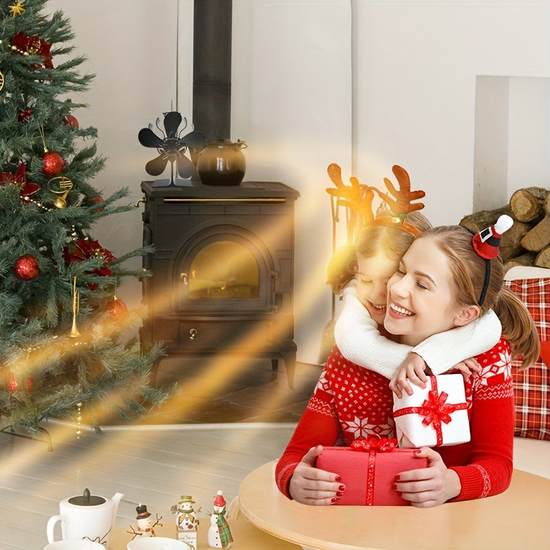 One-Piece Thermal Power Wooden Stove Fan 5 Blades Fireplace Non-Electric