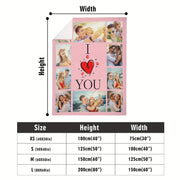 Personalized Flannel Photo Blanket with Custom Text for Couples and Families