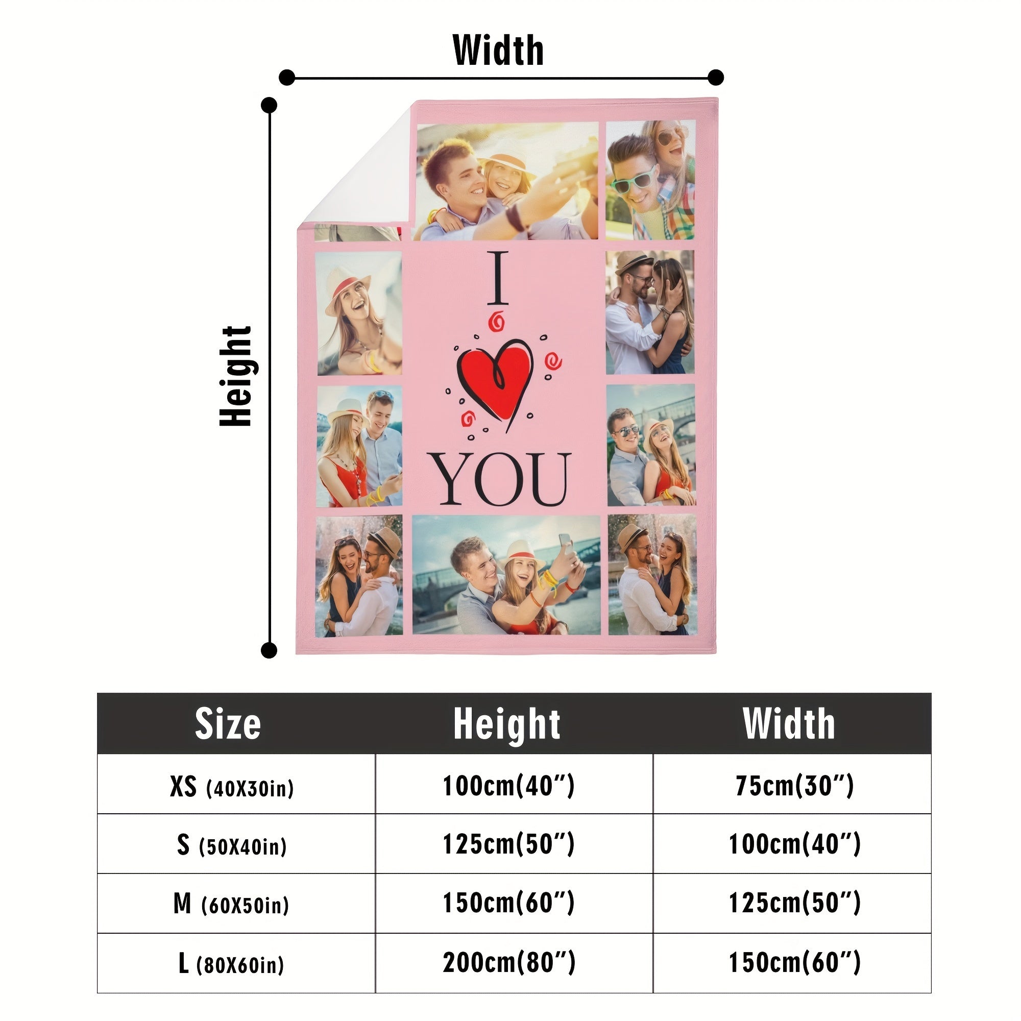 Personalized Flannel Photo Blanket with Custom Text for Couples and Families