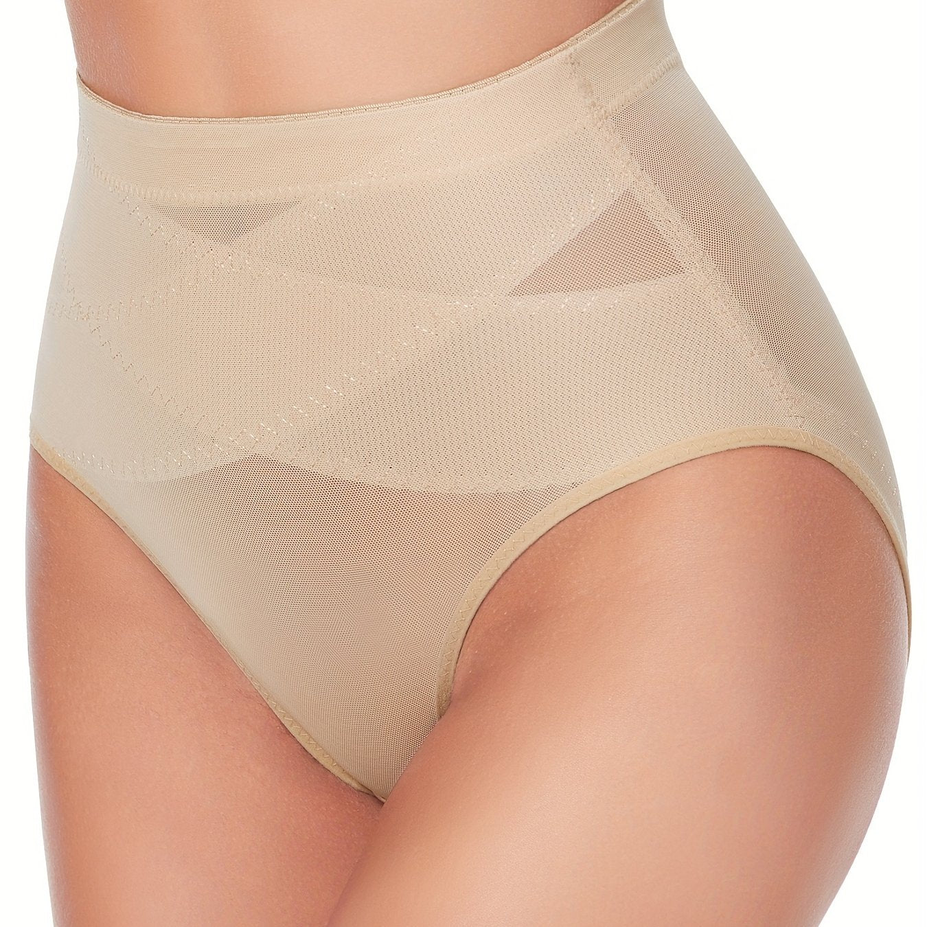 Слиммирующие черные высокие shaping трусики с дышащей сеткой и эластичными панелями для контроля живота.