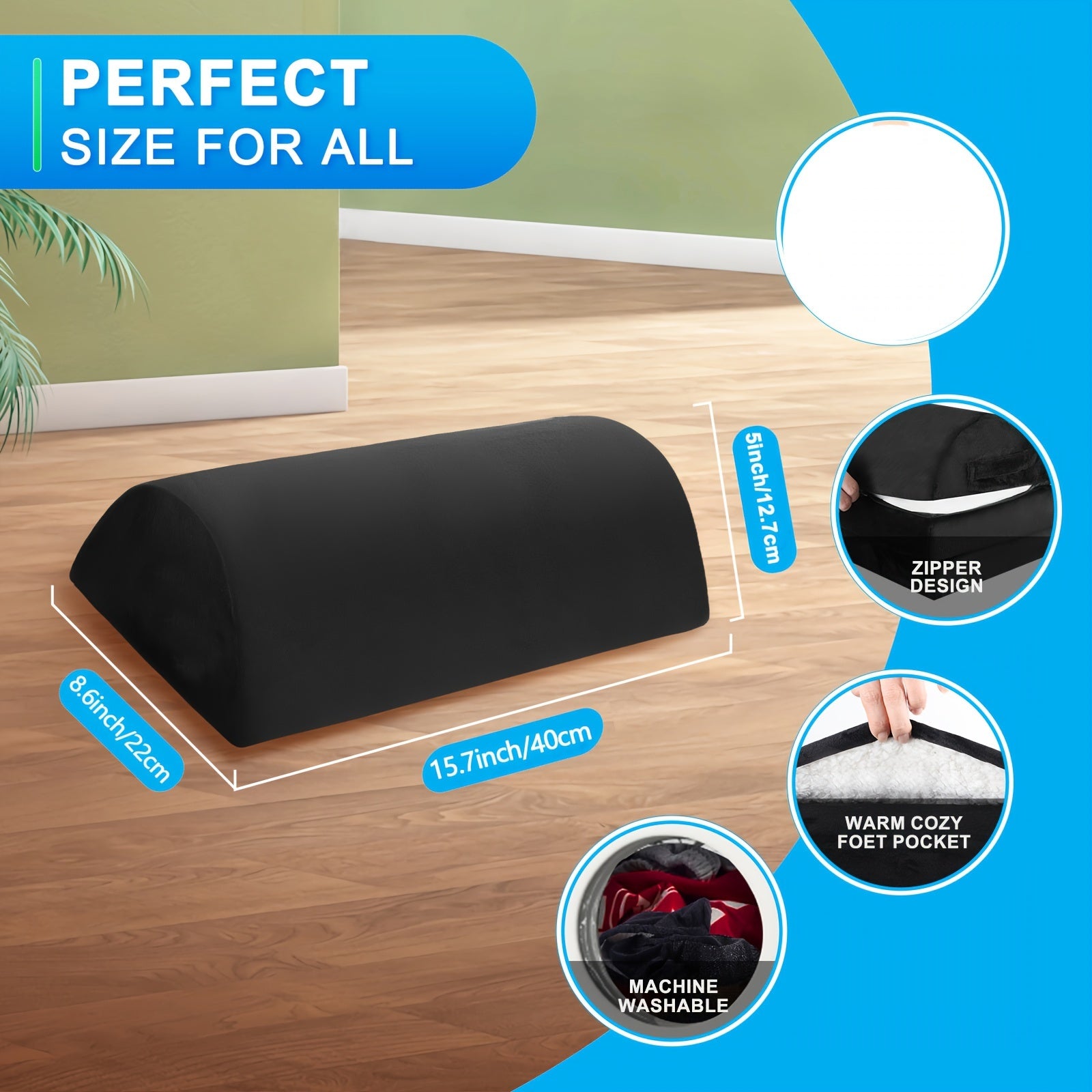 Ergonomic Felt Footrest with Plush Foot Pocket and Memory Foam for Office Chairs